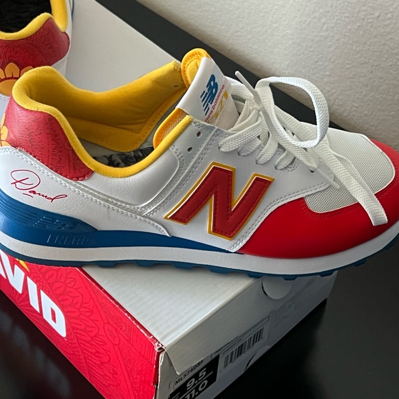 New Balance Red and Yellow Athletic Shoes with Chunky Sole - Picture 5 of 13
